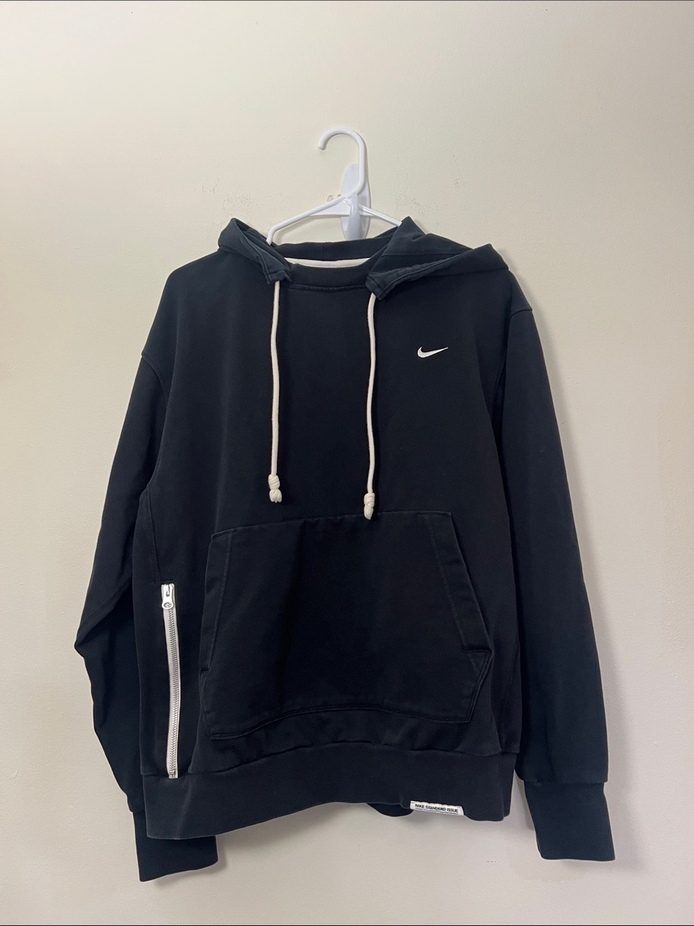 Nike Black Hoodie with White Drawstrings